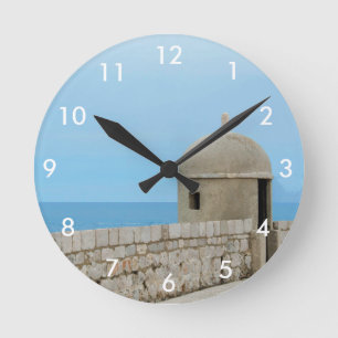 Horloge Ronde Peinture aquarelle du rempart de la ville de Dubro