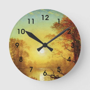 Horloge Ronde Peinture d'Albert Bierstadt, Lever de soleil,
