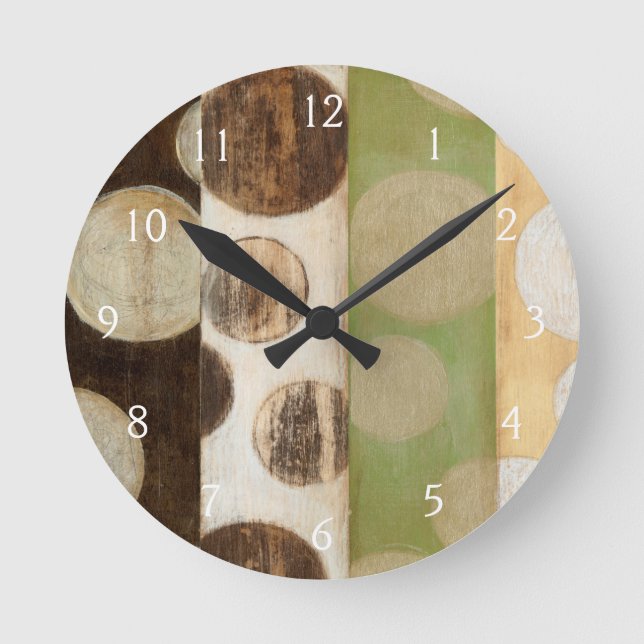 Horloge Ronde Peinture en panneau de bois de tonalité Terre avec (Recto)