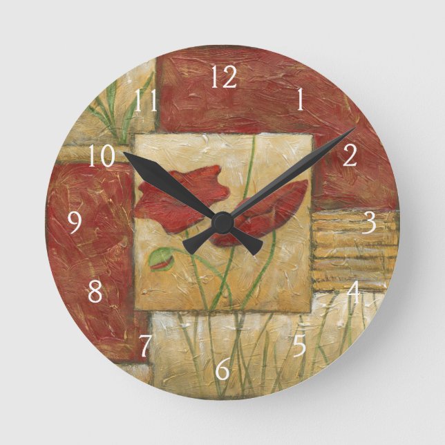 Horloge Ronde Peinture florale avec traits de pinceau visibles (Recto)