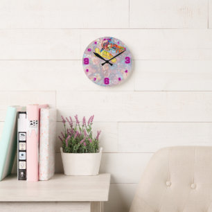 Horloge Ronde Peinture Imaginaire Fleurs exprimant la nature