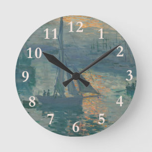 Horloge Ronde Peinture impressionniste marine du lever de soleil
