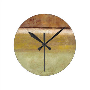 Horloge Ronde Peinture moderne dans des tons de la terre par le