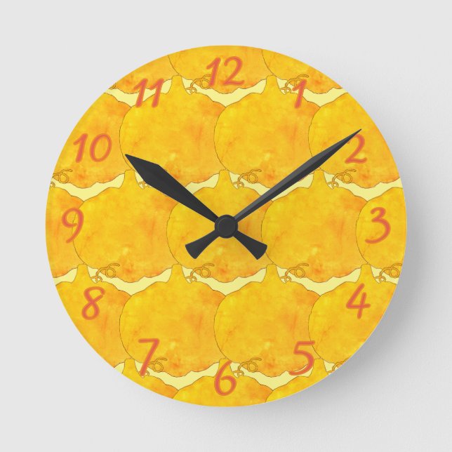 Horloge Ronde Peinture Motif citrouille aquarelle (Recto)