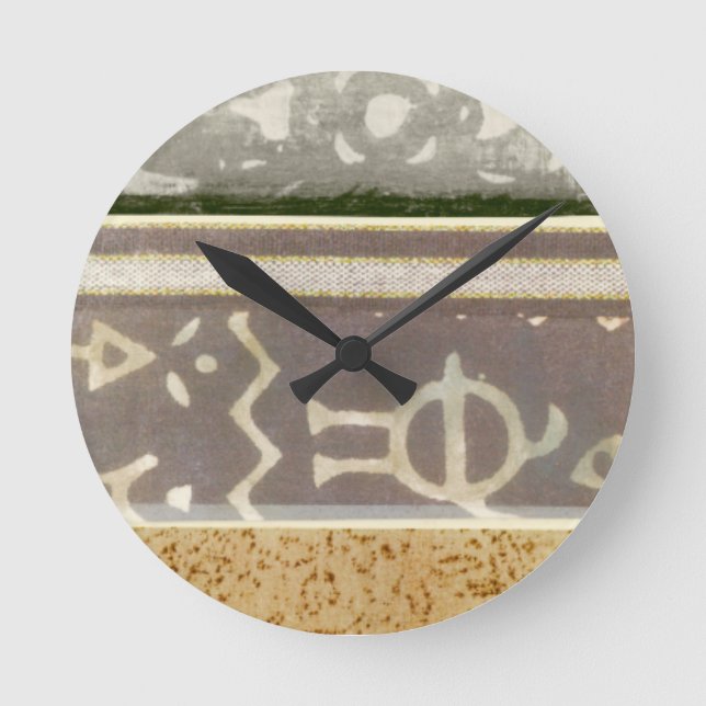 Horloge Ronde Peinture tribale contemporaine de motif (Recto)