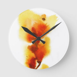 Horloge Ronde Peintures florales abstraites 2 d'aquarelle