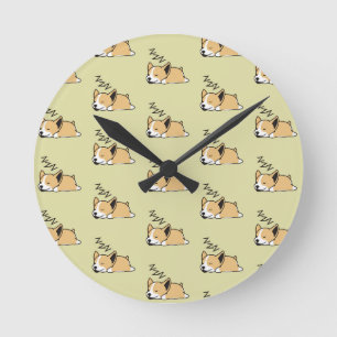 Horloge Ronde Pembroke Welsh Corgi Chien Endormi Amoureux des Ch