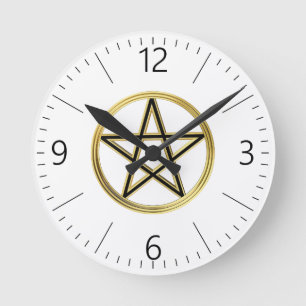 Horloge Ronde Pentagramme doré