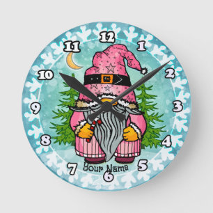 Horloge Ronde Père Noël Gnome