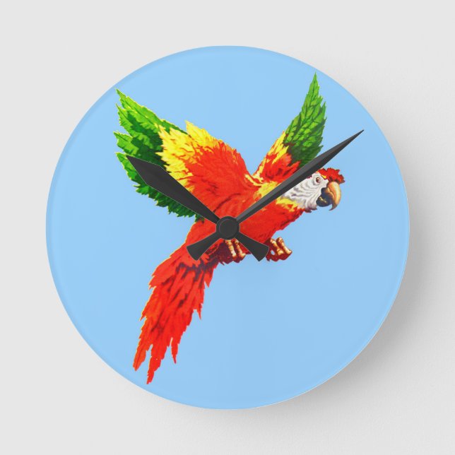 Horloge Ronde perroquet volant (Recto)