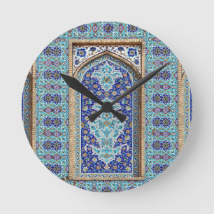 Horloge Ronde Persian elaborate tiled mural design round clock