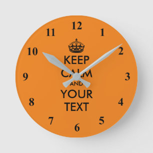 Horloge Ronde Personalized Keep Calm small size colorful orange