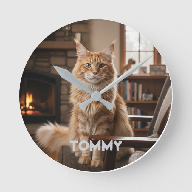 Horloge Ronde Personalized Pet Photo & Name Wall Clock (Recto)