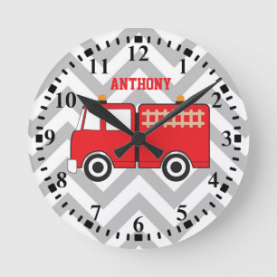 Horloge Ronde Personalized Red Fire Truck