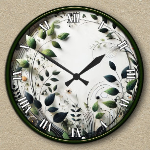 Horloge Ronde Personnalisable Botanique Inspiré de la Nature