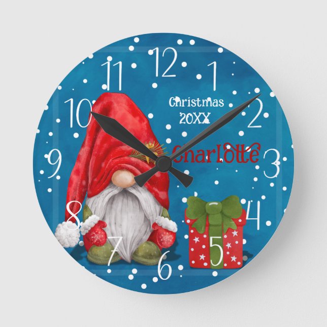 Horloge Ronde Personnalisable Père Noël (Recto)