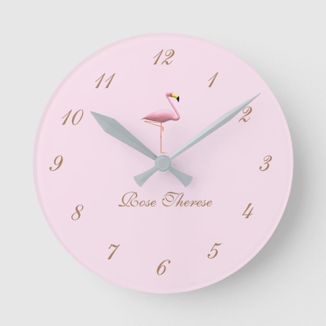 Horloge Ronde Personnalisé C'est une fille Flamant rose rose Rou (Recto)