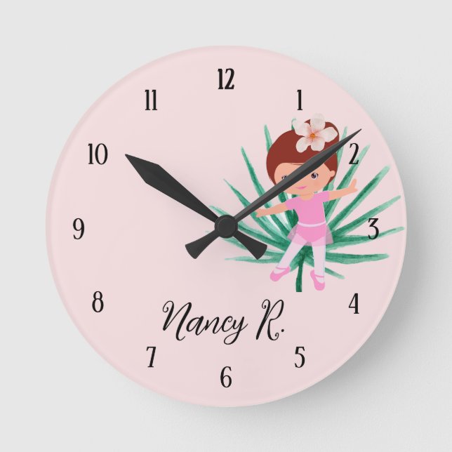 Horloge Ronde Personnalisé mignon fille rose (Recto)