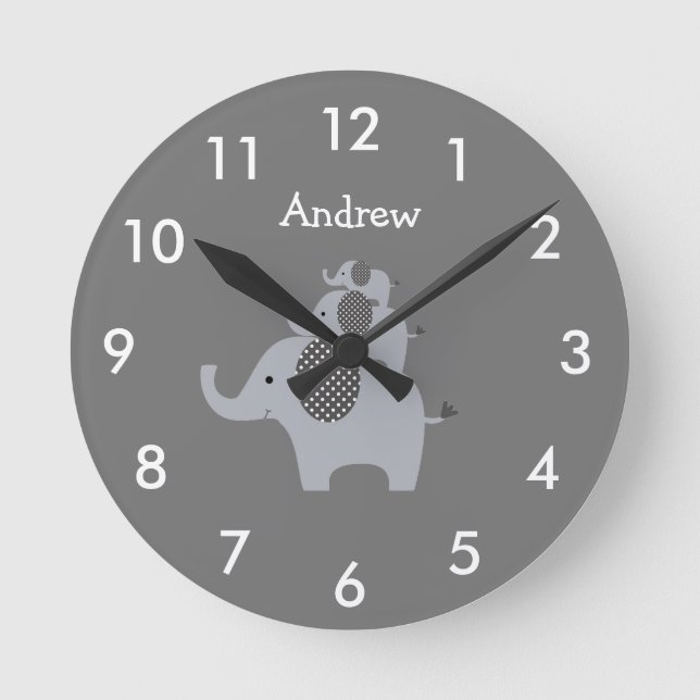 Horloge ronde personnalisée Grey Elephant (Recto)