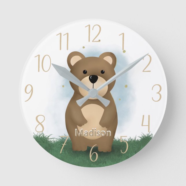 Horloge ronde personnalisée Ourson neutre (Recto)