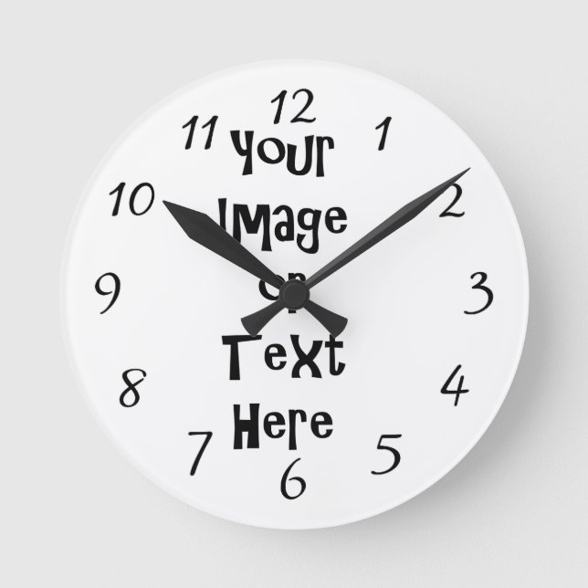 Horloge Ronde Personnaliser avec images et texte personnalisés (Recto)