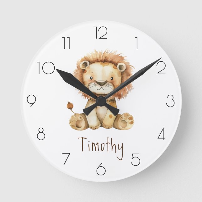 Horloge Ronde Personnalisez la chambre de la pouponnière Lion Wa (Recto)