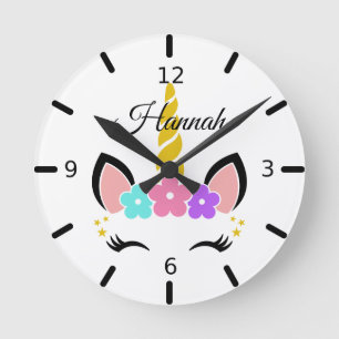 Horloge Ronde Personnalisez votre propre bébé floral licorne