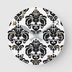 Horloge Ronde Personnalité de Black & White Damask