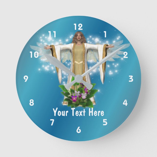 Horloge Ronde Personnalité de Guardian Angel and Flowers (Recto)