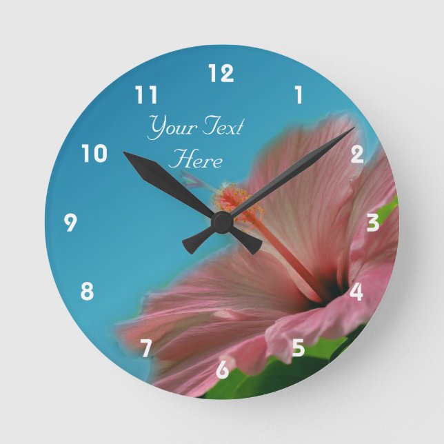 Horloge Ronde Personnalité de Pink Hibiscus Flower (Recto)