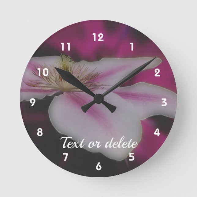 Horloge Ronde Personnalité de White Clematis (Recto)