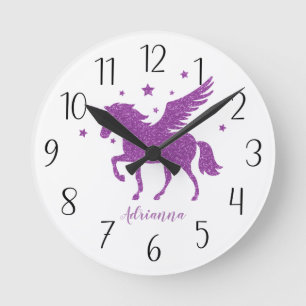 Horloge Ronde Personnalize Your Own Purple Unicorn Round Clock