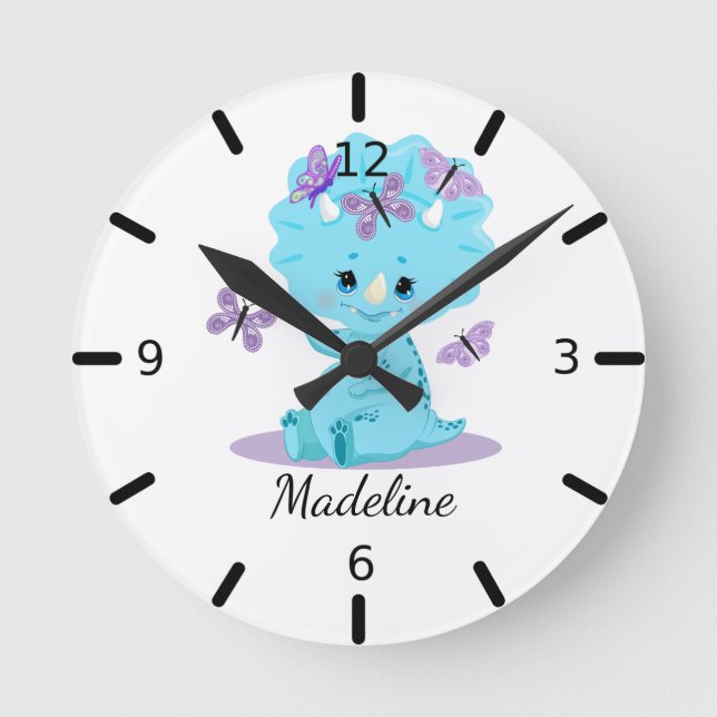 Horloge Ronde Personnalized Baby Triceratops (Recto)