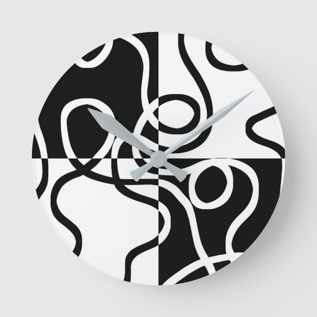 Horloge Ronde Persuasion linéaire II : noir et blanc Abstrait (Recto)