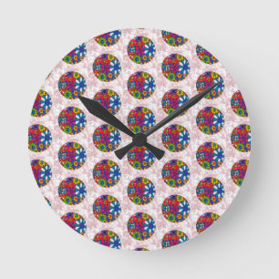Horloge Ronde Peter Max aquarelle colorée Boule florale margueu