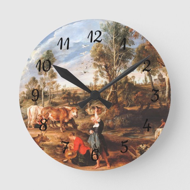 Horloge Ronde Peter Paul Rubens Milkmaips avec du bétail sur une (Recto)