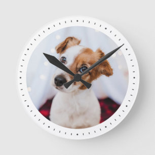 Horloge Ronde Petit chien de compagnie photo minimaliste simple