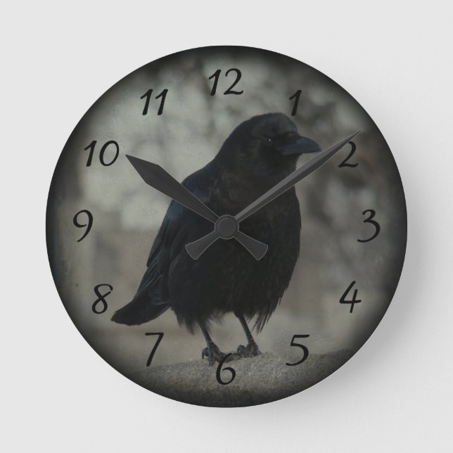 Horloge Ronde Petit Corbeau foncé (Recto)
