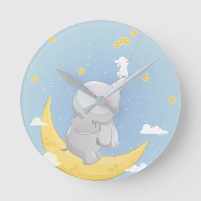 Horloge Ronde Petit Éléphant mignon (Recto)