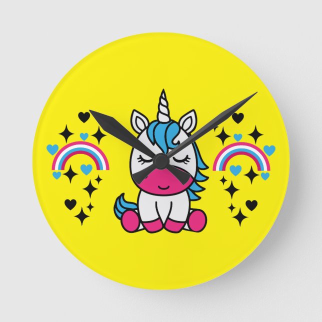 Horloge Ronde Petites filles Unicorn Pony (Recto)