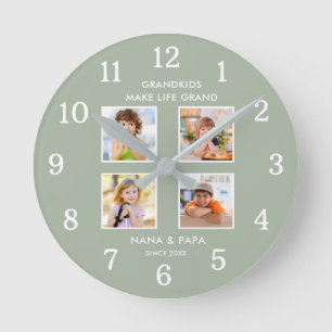 Horloge Ronde Petits-enfants rendent la vie grandiose 4 Collage 