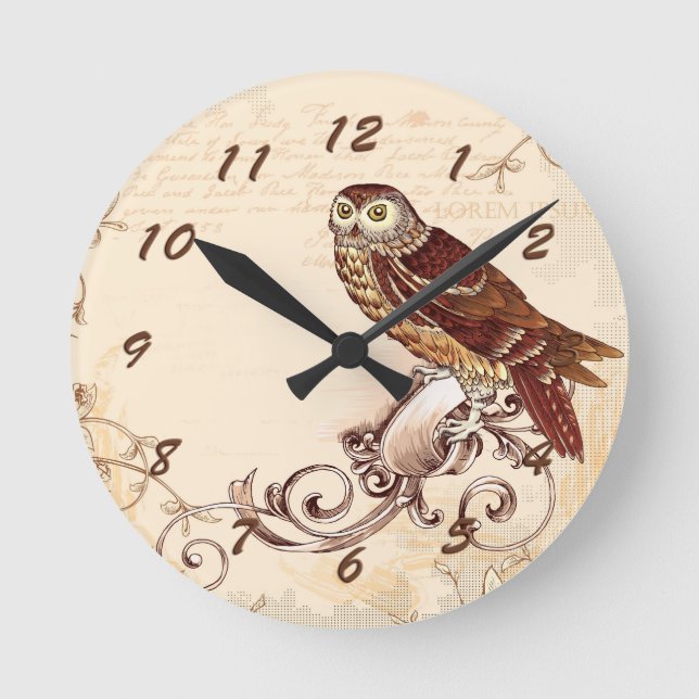 Horloge Ronde Peu hibou Brown (Recto)