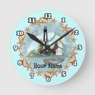 Horloge Ronde Phare de Virginia Shells