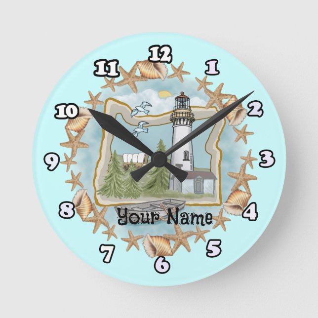 Horloge Ronde Phare d'Oregon Shells (Recto)