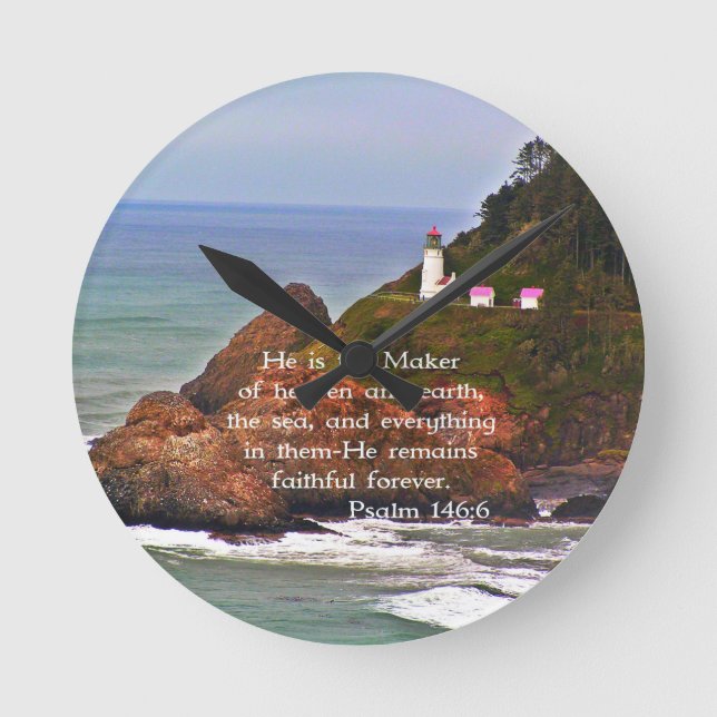 Horloge Ronde Phare Ocean Sea Christian Creationarts (Recto)