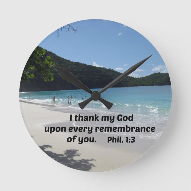 Horloge Ronde Philippiens 1:3 Je remercie Dieu pour chaque (Recto)
