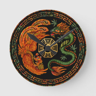 Horloge Ronde Phoenix and Dragon with bagua #2