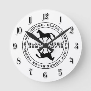 Horloge Ronde phoque à cheval noir