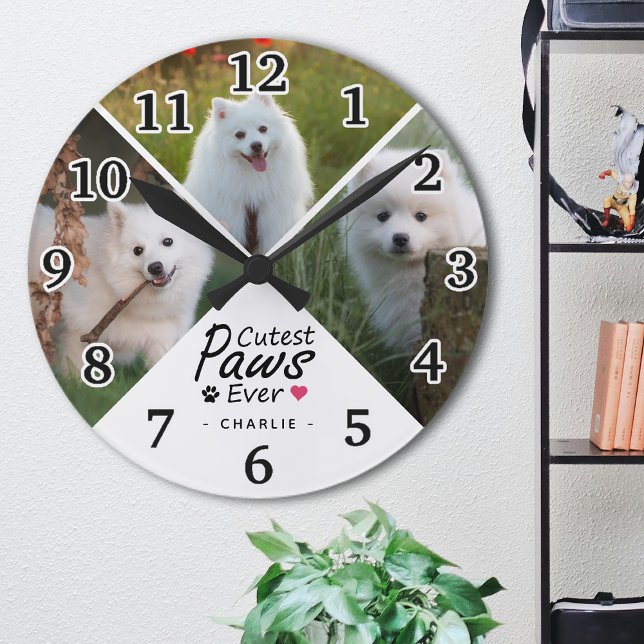 Horloge Ronde Photo Collage de photos de chiens de famille (Créateur téléchargé)