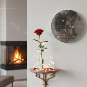 Horloge Ronde Photo Couple romantique de la Saint-Valentin